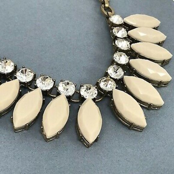 J. Crew Ivory Color Satement Necklace w/Rhinestones - 18" + 2.5" - Picture 7 of 8